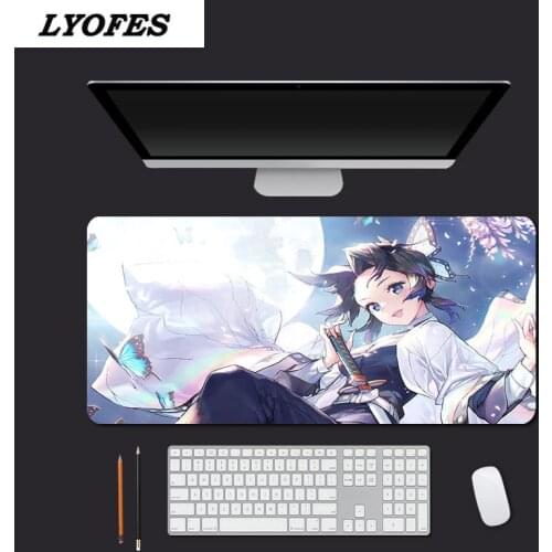 Large Mouse Pad Popular Anime Demon Slayer Kimetsu No Yaiba Black Lock Edge Computer Table Mat Speed Rubber Non-slip Carpet