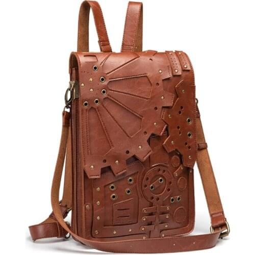 Steampunk Leather Messenger Bag Halloween Gothic Retro Briefcase Handheld Crossbody Shoulder Large Satchel School Bags