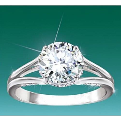 Hot-Selling Jewelry Fashion Jewelry Inlaid Large round White Zirconium Hollow out Womens Ring Set Colorfast Ring