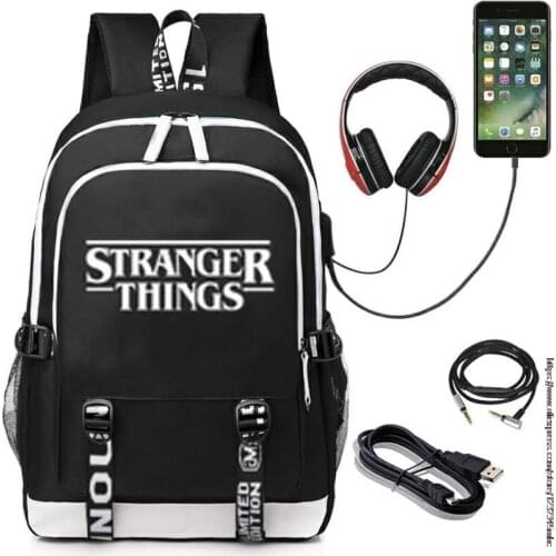 Mochila Stranger Things Backpack Usb Charge Laptop Backpack School Bags for Teenage Girls Women Backpacks Korean Travel Backpack