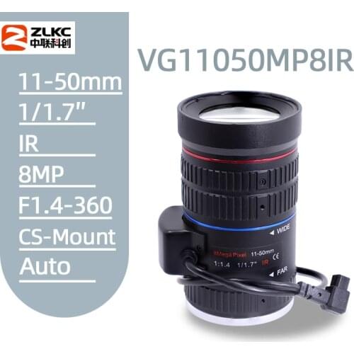 Surveillance camera lens 11-50mm 1/1.7"ITS lens 8MP Auto Iris CCTV lens CS Mount Varifocal HD lens monitoring Free Shipping