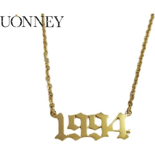 Uonney Custom Necklace Year Old English Pure Gold Color Stainless Steel Vintage Letters Women Gift Jewelry 2021 Anniversary