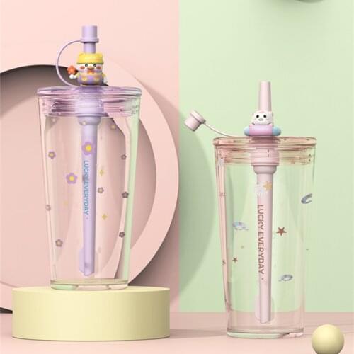 Smoothie Nordic Plastic Cups Party Summer Drink Reusable Bubble Tea Cup Tumbler with Straw Gobelet Avec Paille Water Bottle