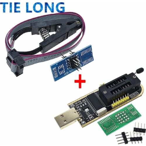 TIELONG CH341A 24 25 Series EEPROM Flash BIOS USB Programmer Module + SOIC8 SOP8 Test Clip For EEPROM 93CXX / 25CXX / 24CXX