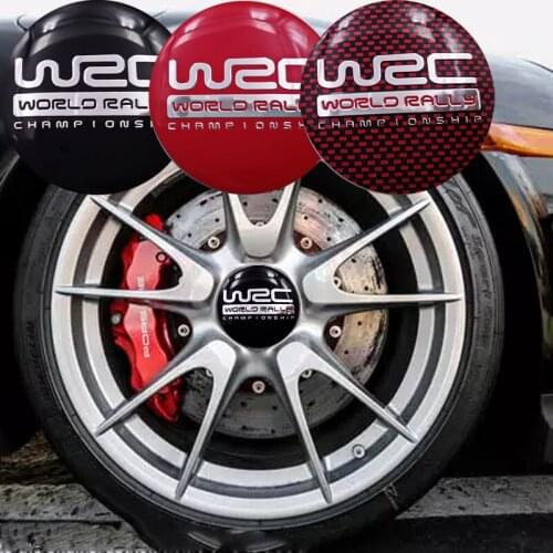ANTINIYA 4Pcs/56mm WRC World Rally Championship Racing Car Styling Reflective Badge Car Wheel Center Hub Caps Cover Rim Sticker