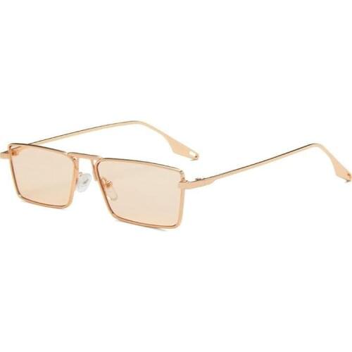 New Square Women Sunglasses Alloy Metal Small Frame Clear Sun Glasses Men Vintage Chic Shades Red Yellow rectangle sun glasses