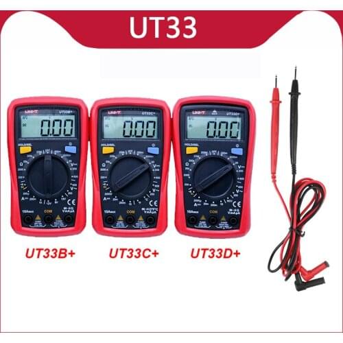 UNI-T UT33B Mini Digital Multimeter True RMS Tester AC DC Voltmeter Ammeter Capacitance Frequency Resistance LED Measure