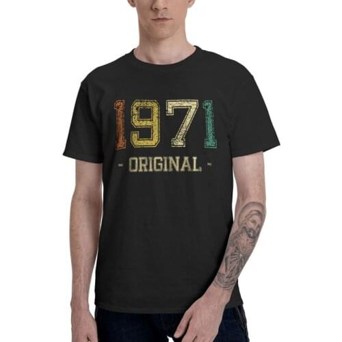 Vintage Born In 1971 Tshirts Men Casual Tee Tops Cotton T Shirts Short Sleeve 50th 50 Years Old Birthday T-shirt Gift Merch