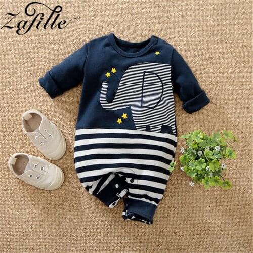 ZAFILLE Baby Elephant Clothes For Newborns Summer Long Sleeve Boy Sleepwear For Newborns Pajamas Jumpsuit For Kids Infant