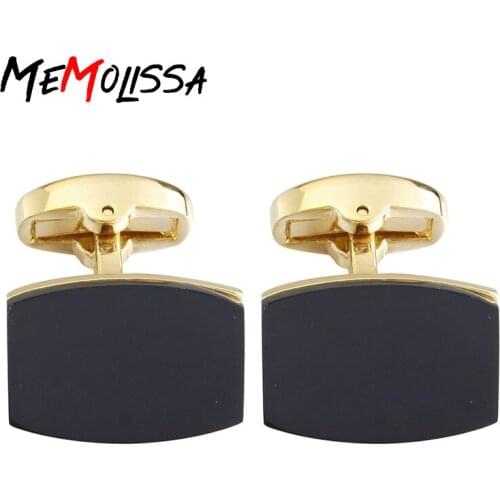 MeMolissa Black Color Opals Classic Shirt Cufflinks for mens Brand cuff button cuff links High Quality abotoaduras Jewelry
