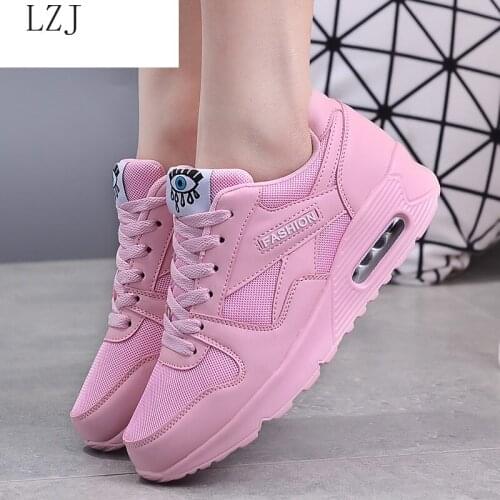 Women Sneakers Breathable Outdoor Walking Shoes Woman Mesh Casual Shoes Pink Lace-Up Ladies Shoes 2019 Fashion Female Sneakers