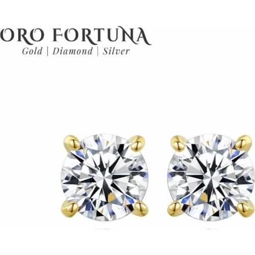 14K Gold Solitaire Round Zircon Stud Earring For Women
