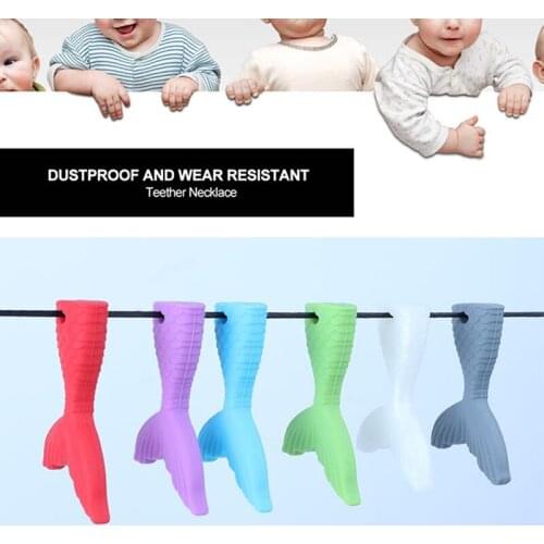 1PC Kids Boys Girls Chew Necklace Autistic Baby BPA Free Silicone Teether Autism Sensory Chewy Toy Mermaid Tail Teething Teether