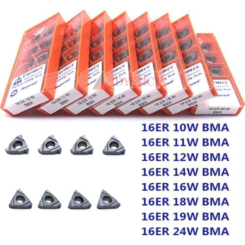 10pcs 16ER 16IR 8W 9W 10W 11W 12W 14W 16W 18W 19W 20W BMA Carmex Carbide Inserts Lathe Turning CNC Thread Blade Tool Free Ship