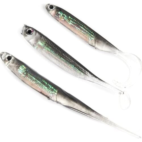 5Pcs/lot Fishing Soft Bait 7CM 7.5CM 1.7G 2.3G 2.7G T Tail fish Fishing Lures Rainbow Color Sequin Swing Fishing Spinner Bait