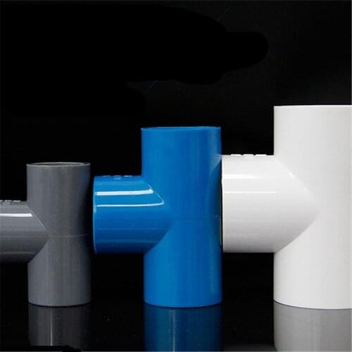5 pcs Equal Diameter Tee 20/25/32/40mm Inner Dia PVC Water Pipe Adapter White Gray Blue