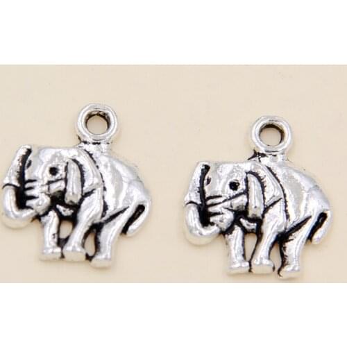 50pcs European Style Tibetan Silver Animals Elephant Charm DIY Bracelet Pendant Necklace Jewelry Making Accessories 13.5x16mm