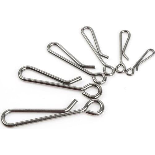 50pcs Stainless Steel Fishing Snap Hooked Snap Pin Clip Accessories Tackle for Barrel Swivel Lure hook