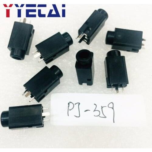 3.5MM audio jack PJ-359 3-pin in-line headphone jack female PJ359 black Free shipping