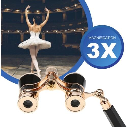 3 x 25 Classic Foldable Opera Glasses Binoculars Metal Body With Chain Optical Lens Theater Telescope Retro Design Women Gifts