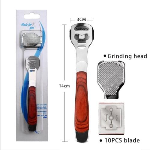 Foot Callus Shaver Heel Hard Skin Remover Hand Feet Pedicure Razor Tool Shavers Stainless Steel Handle 10 Blades Foot Care Tool