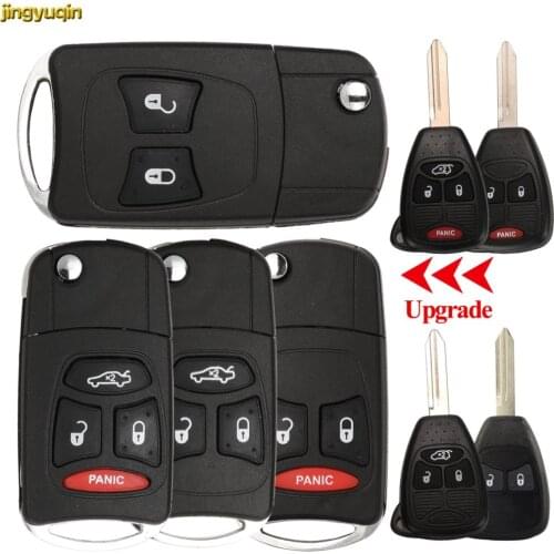 Jingyuqin Remote Car Key Fob Shell Modified For Chrysler Town Country Dodge Grand Caravan Jeep No Battery Holder 3/4 Big Button