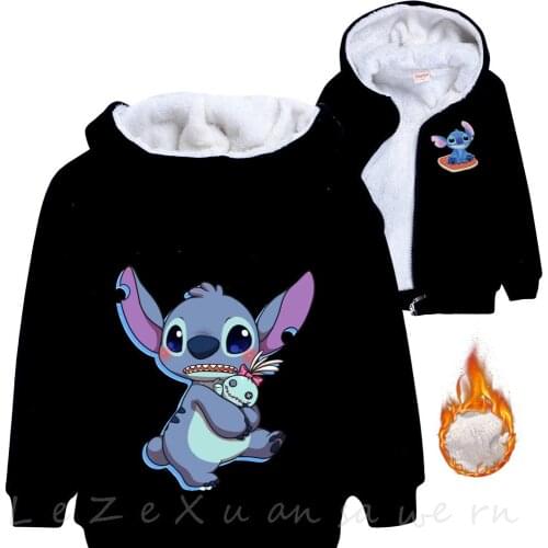 Stitch Hoodies Boys Jackets Autumn Winter Girls Coat Creeper Fashion Hooded Sweatshirt Winter Warm Children Sweaters