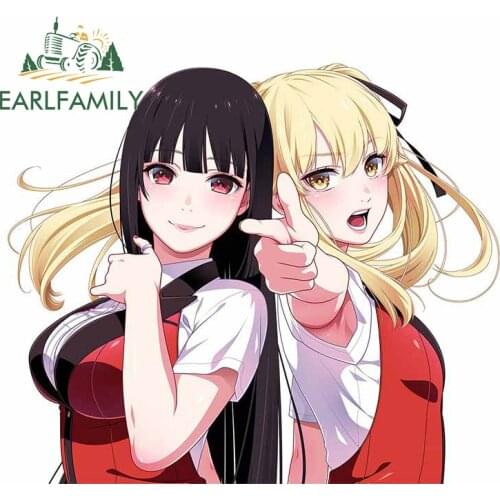 EARLFAMILY 13cm x 11cm For Kakegurui Cartoon Car Stickers Vinyl Car Wrap Decal Waterproof Sticker Scratch-Proof Decoration