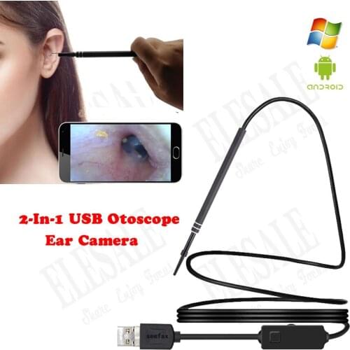 2-In-1 USB Otoscope Ear Camera OTG Android PC Ear Cleaning Endoscope Waterproof Inspection Camera Earpick Tool