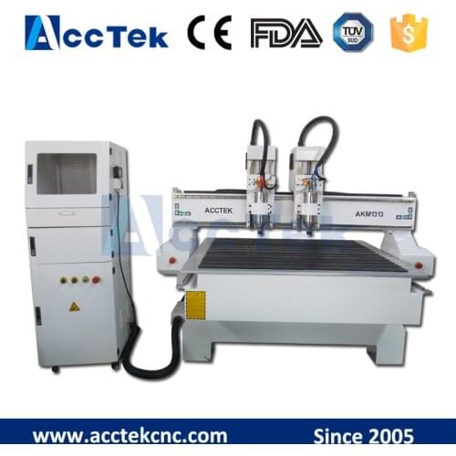 Two heads Chinese AKM1313-2 3d carving cnc milling machine, cnc wood carving router engraver