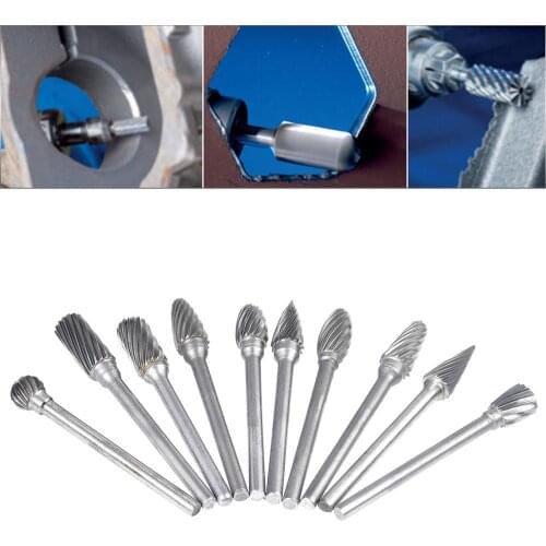 10pcs 3mm Shank Tungsten Carbide Milling Cutter Rotary Mini Drill Bits for Dremel Accessories Woodworking Carving Drilling Tool