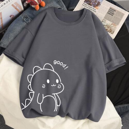 Summer TShirt 95% Cotton Oversized T-shirts Harajuku Kawaii GOOD Printed Anime Loose Casual Short Sleeved Women T Shirt Tops Y2k