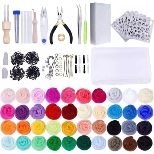 KAOBUY Needle Felting Kit Wool Needle Felting Kit Needle Felting Starter Kit DIY Needle Felt Roving with Instruction（40 Colors