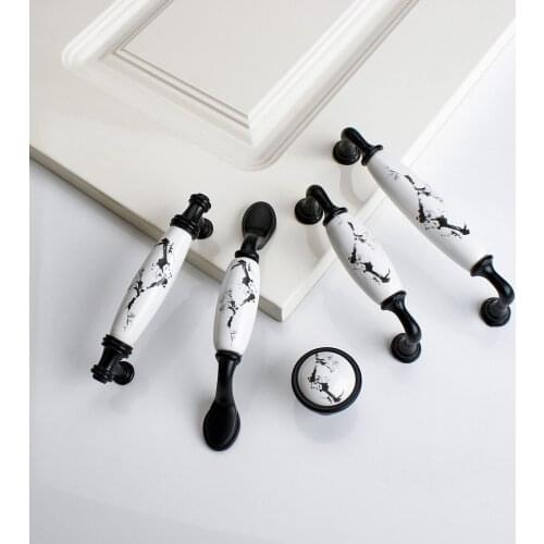 Ceramic Handle Zinc Lnk Plum Alloy Elegant Black Cabinet Knobs Furniture Closet Kitchen Handle Hardware Accessories