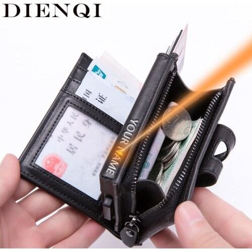 DIENQI Vintage Leather RFID Blocking Card Holder Mens Smart Business Wallet Big Bank Creditcard Holder Pocket Case Protector Bag