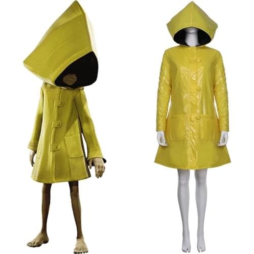 Little Nightmares 2 Six Cosplay Costume Outfit Uniform Halloween Suit Coat Game Role Play Yellow Raincoat For Kids Adult