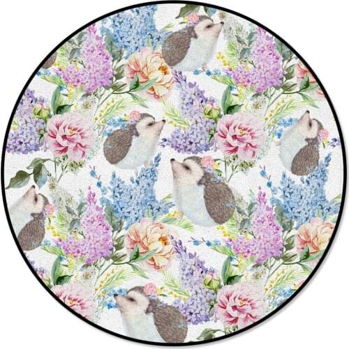 Hedgehog Flower Round Carpets For Living Room Home Areas Rug Bedroom Floor Mat Home Decor Dropshipping