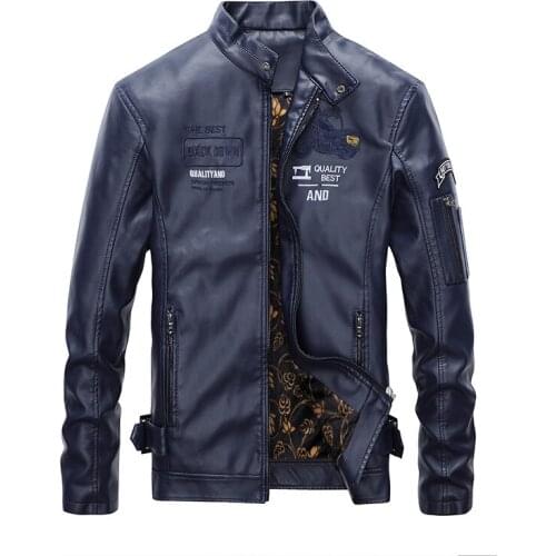 Autumn Winter Mens Faux Leather Jacket Vintage Motorcycle Warm Fashionable Biker Clothes Coat Male Moto Black Fleece Jacket Men