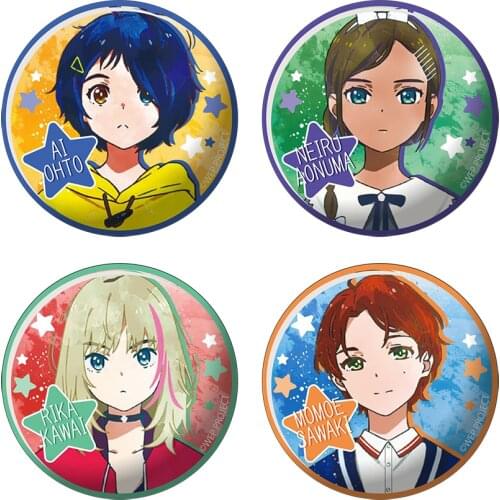 WONDER EGG PRIORITY Anime Heiru Aonuma Rika Kawai Momoe Sawaki Metal Badge Brooch Pins