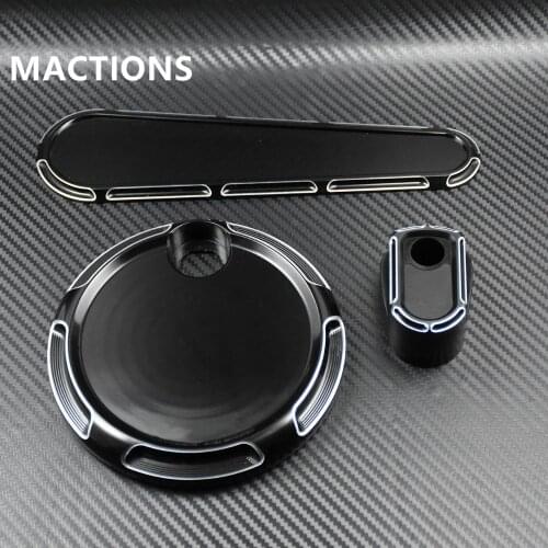 Motorcycle Black Fuel Tank Door Dash Track Insert Ignition Cap For Harley Touring FLHX FLTRX 2008-2016