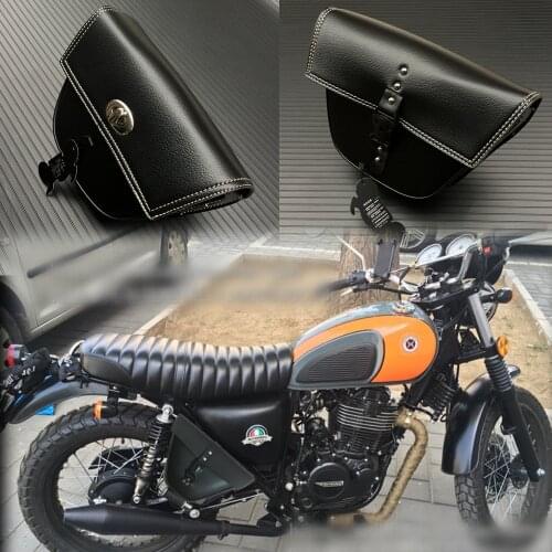 1pcs Motorcycle Black PU Leather Side Clinch Bolt Saddlebag Saddle Bag Universal for Harley Sportster XL883 Cafe Racer Honda
