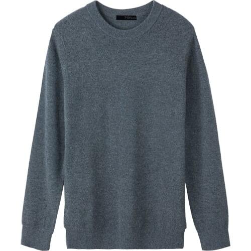 Votsein Mens Sweater Casual Solid Crew Neck Wool Long Sleeve Pullover