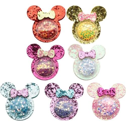 Mouse Cartoon Quicksand Sequins Acrylic Planar Resin Shakers DIY Bow-knot Crafts Home Craft Phone Case Home Decoration,1Yc17019
