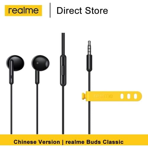 Realme Buds Classic Earphone 3.5mm Earbuds Half In-Ear Wired Music built-in Microphone 14.2mm Large Driver Headset