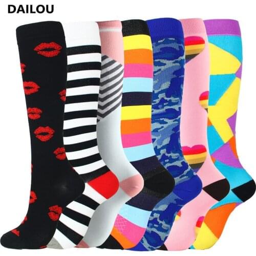 Candy Color Compression Socks Men Women 20-30mm Hg Kawaii Sports Cycling Travel Long Socks Pain Relief Nursing Compression Socks