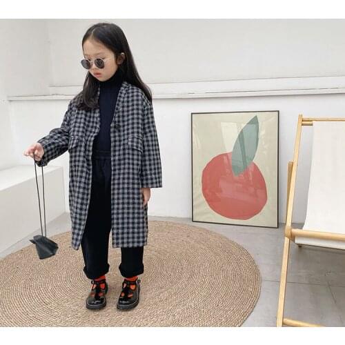 2021 new girls boys plaid thicken coat winter cotton fashion full sleeve kids jacket 2-8 years