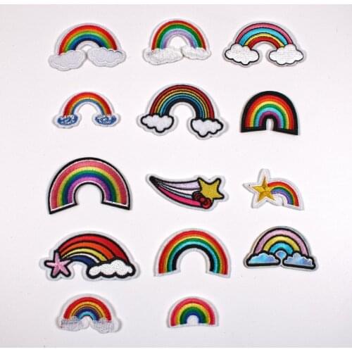 Embroidered Cloth Stickers Clothing Accessories Badge Patch All Kinds of Rainbow Meteor Factory Outlet