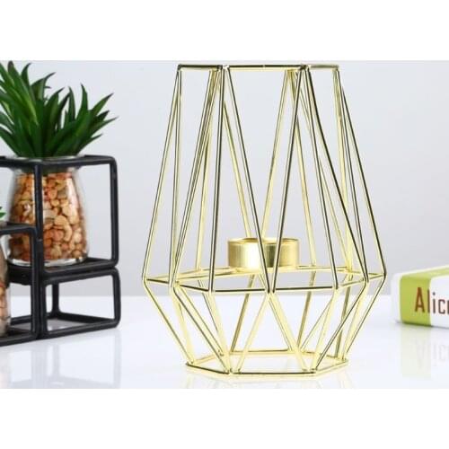 Wrought Iron Geometric Candle Holders Romantic Candlestick Tealight for Home Living Room Tables Decoration Holiday Birthday