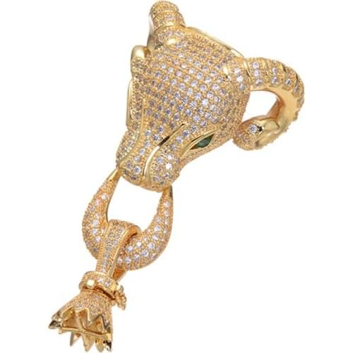 Jewelry Making Supplies Paved Zircon CZ Beads Big Size Goat Head Necklace Pendant Clasps DIY Copper Jewelry Connecors Findings