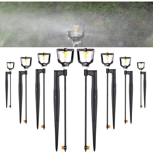 360 Degrees Rotating Sprayer Refraction Mist Nozzles with Stakes Connector Gardens lawn Irrigation for 1/4'' Hose Sprinklers